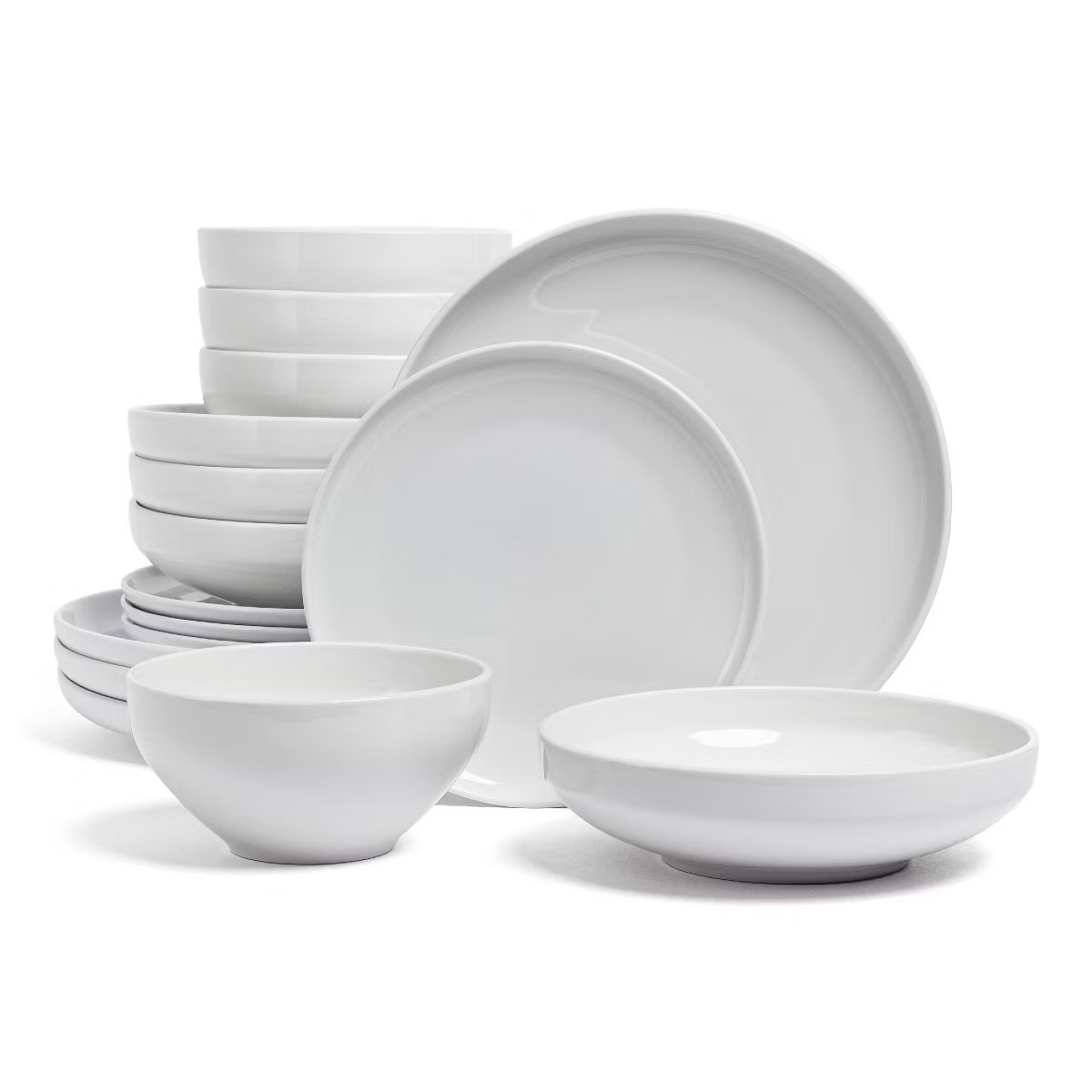 over&back 16pc Coupe Glossy Hand-Finished Porcelain Dinnerware Set White: Microwave & Dishwasher ... | Target