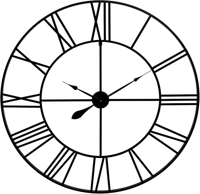 36" Black Metal Cut Out Roman Numeral Wall Clock | Amazon (US)