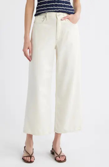 rag & bone Featherweight Andi High Waist Ankle Wide Leg Jeans in Ecru at Nordstrom Rack, Size 26 | Nordstrom Rack