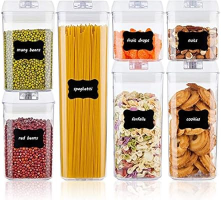 Airtight Food Storage Containers,Vtopmart 7 Pieces BPA Free Plastic Cereal Containers with Easy L... | Amazon (US)