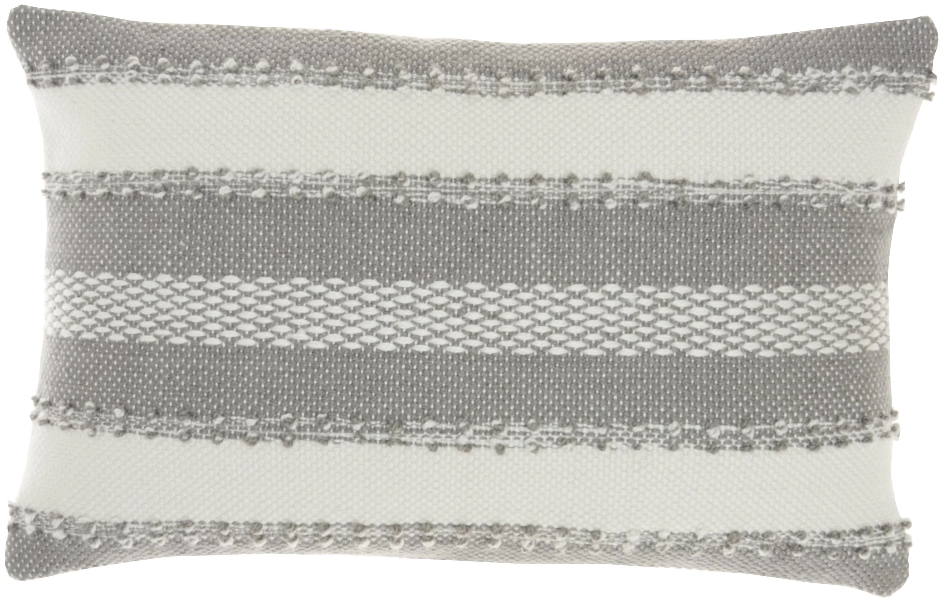 Nourison Outdoor Pillows Woven Stripes & Dots Grey Decorative Throw Pillow , 14"X22" | Walmart (US)