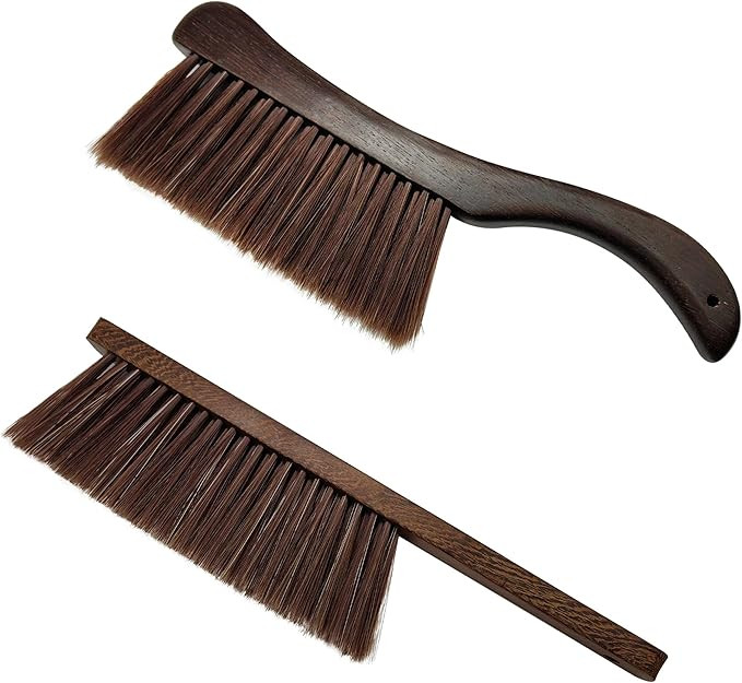 2 Pcs Wooden Hand Broom Brush, Dust Bench Brush Whisk Broom Soft Bristle Brush for Car Bed Furnit... | Amazon (US)