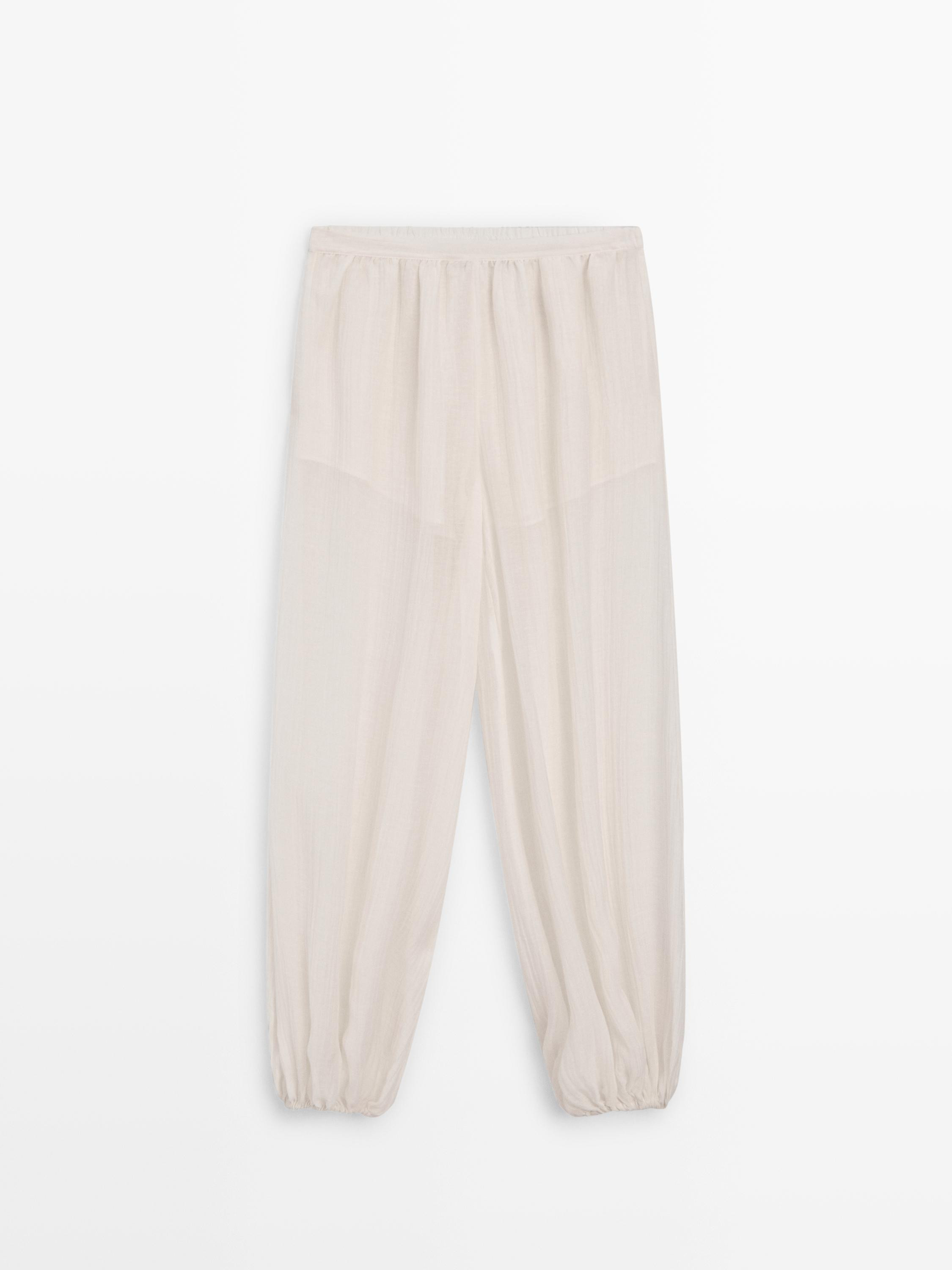Pleated flowing sarouel trousers | Massimo Dutti UK