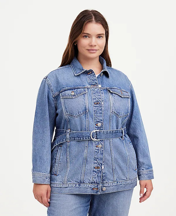 Plus Belted Oversized Trucker Jean Jacket in Reston Wash | Madewell