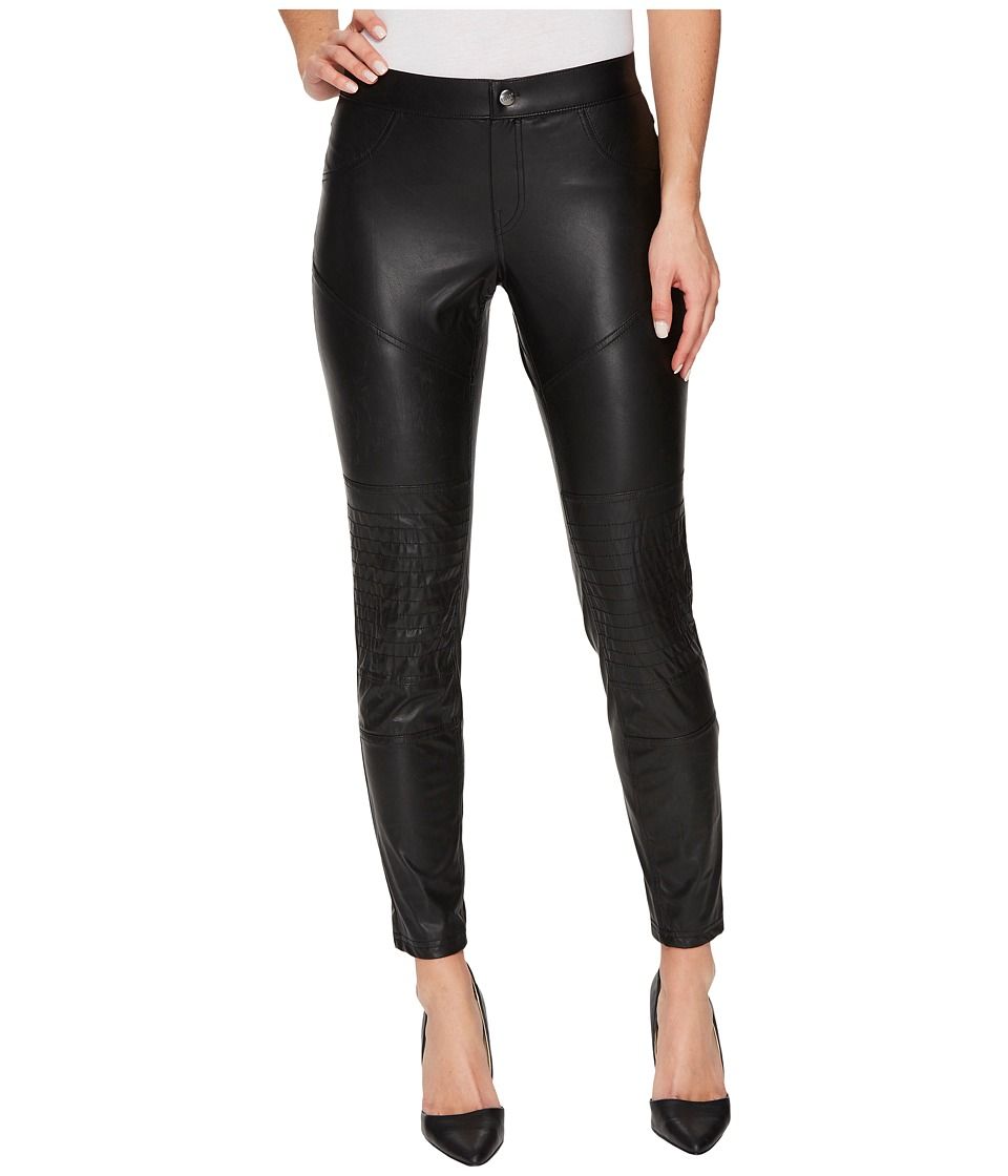 HUE - Moto Leatherette Skimmer (Black) Women's Casual Pants | Zappos