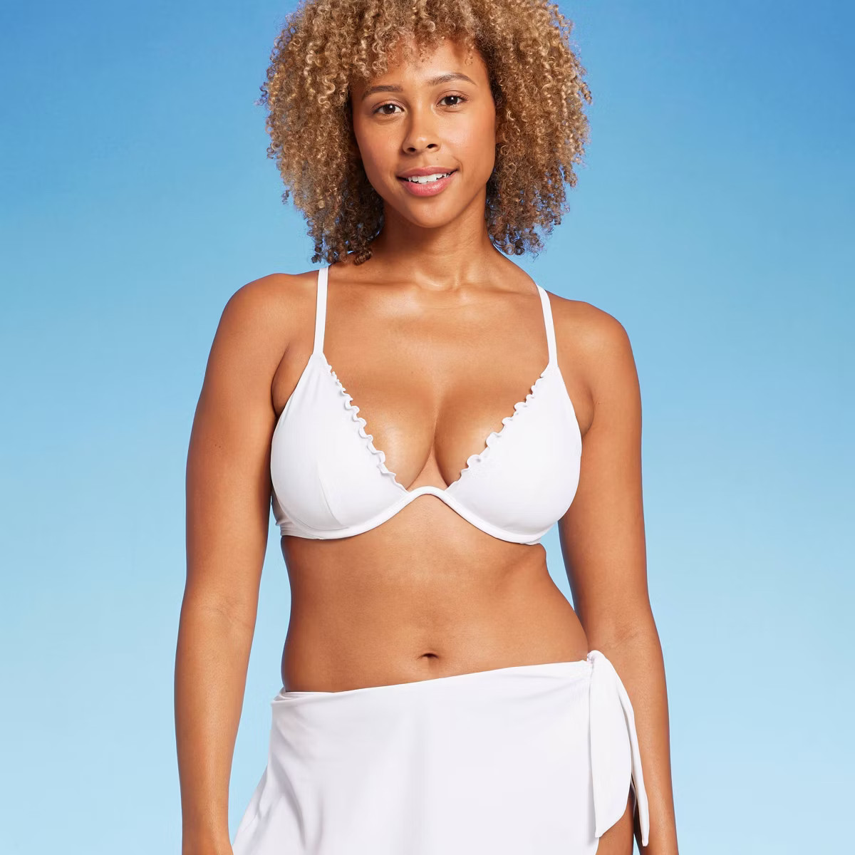 Women's Underwire Ruffle Trim Bikini Top - Shade & Shore™ White 32B | Target