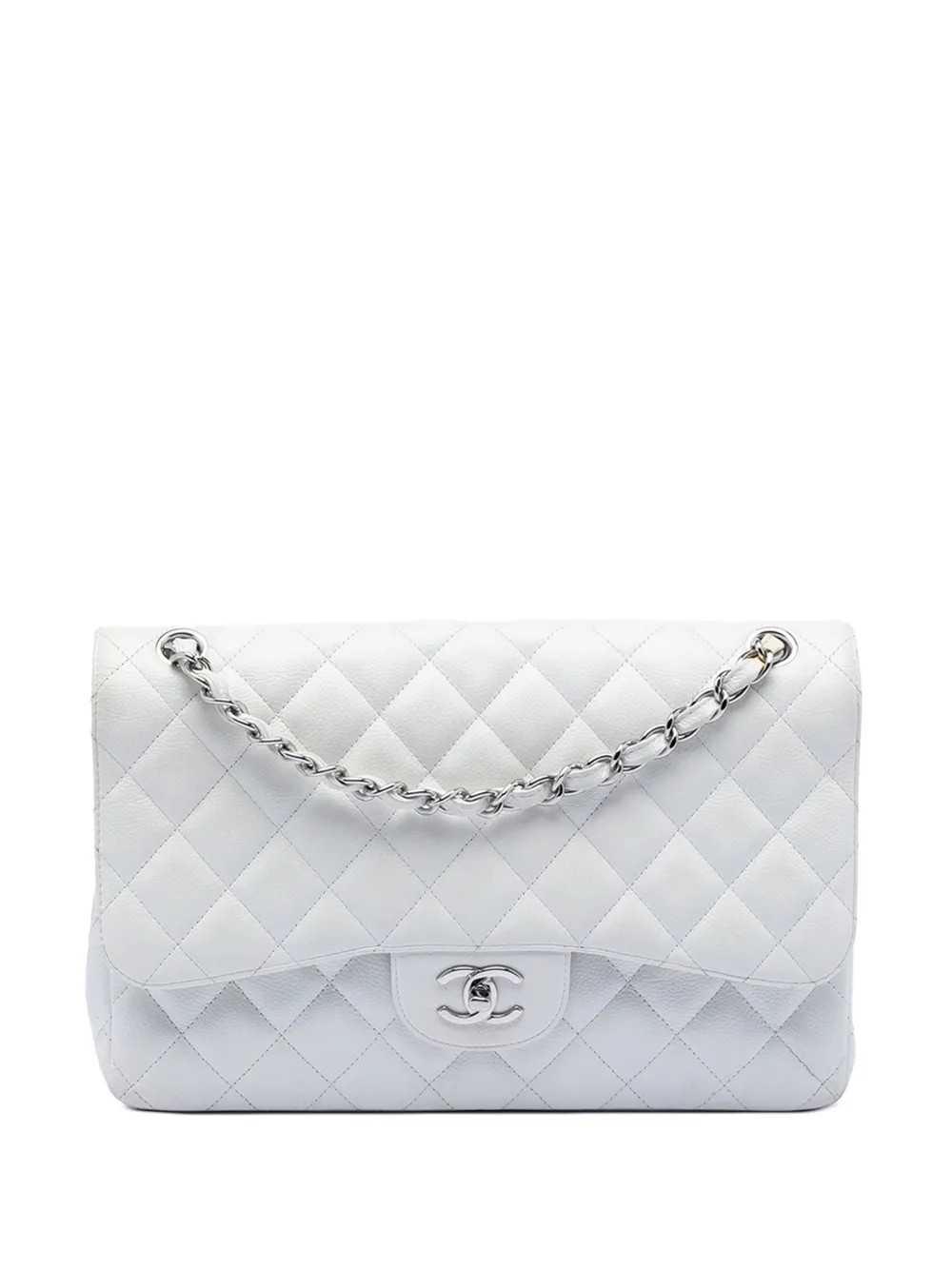 CHANEL Pre-Owned 2010-2011 Jumbo Classic Caviar Double Flap shoulder bag - White | Farfetch Global