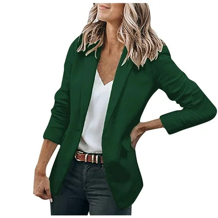 tklpehg Blazers for Women Long Sleeve Lapel Solid Color Button Pocket Recreational Long Sleeve Suit  | Walmart (US)