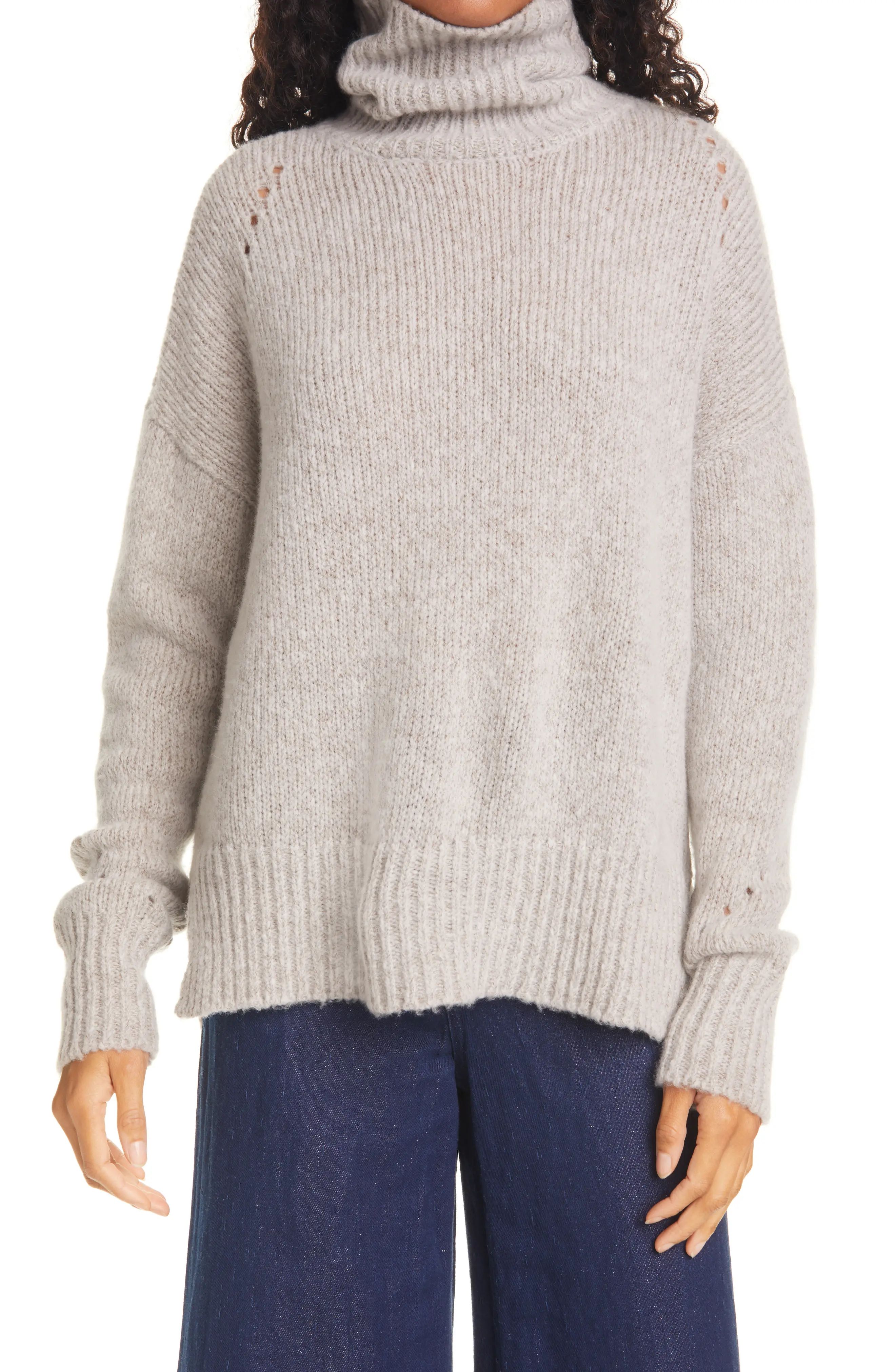 Women's La Ligne Wool & Cashmere Turtleneck Sweater, Size Medium - Grey | Nordstrom