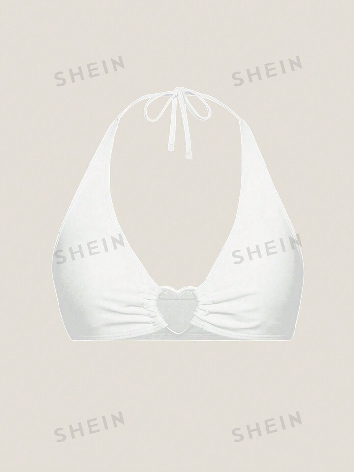 SHEIN Swim Women's Solid Color Halter Neck Tie Sexy Bikini Top,Summer Beach | SHEIN | SHEIN
