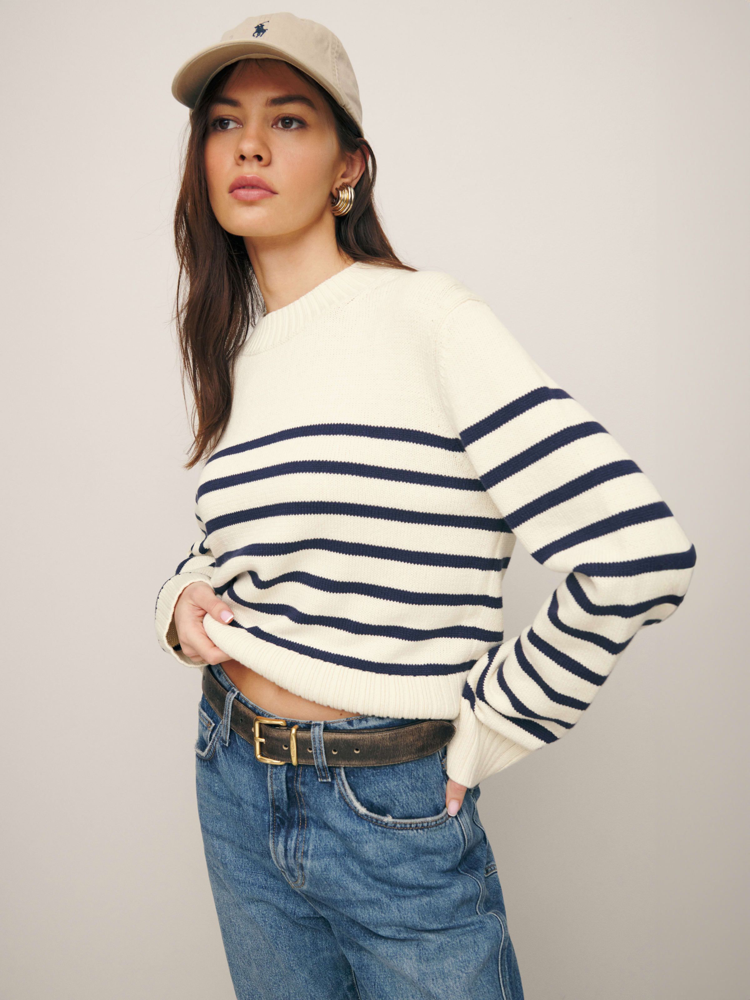 Anna Cotton Crewneck Sweater | Reformation (US & AU)