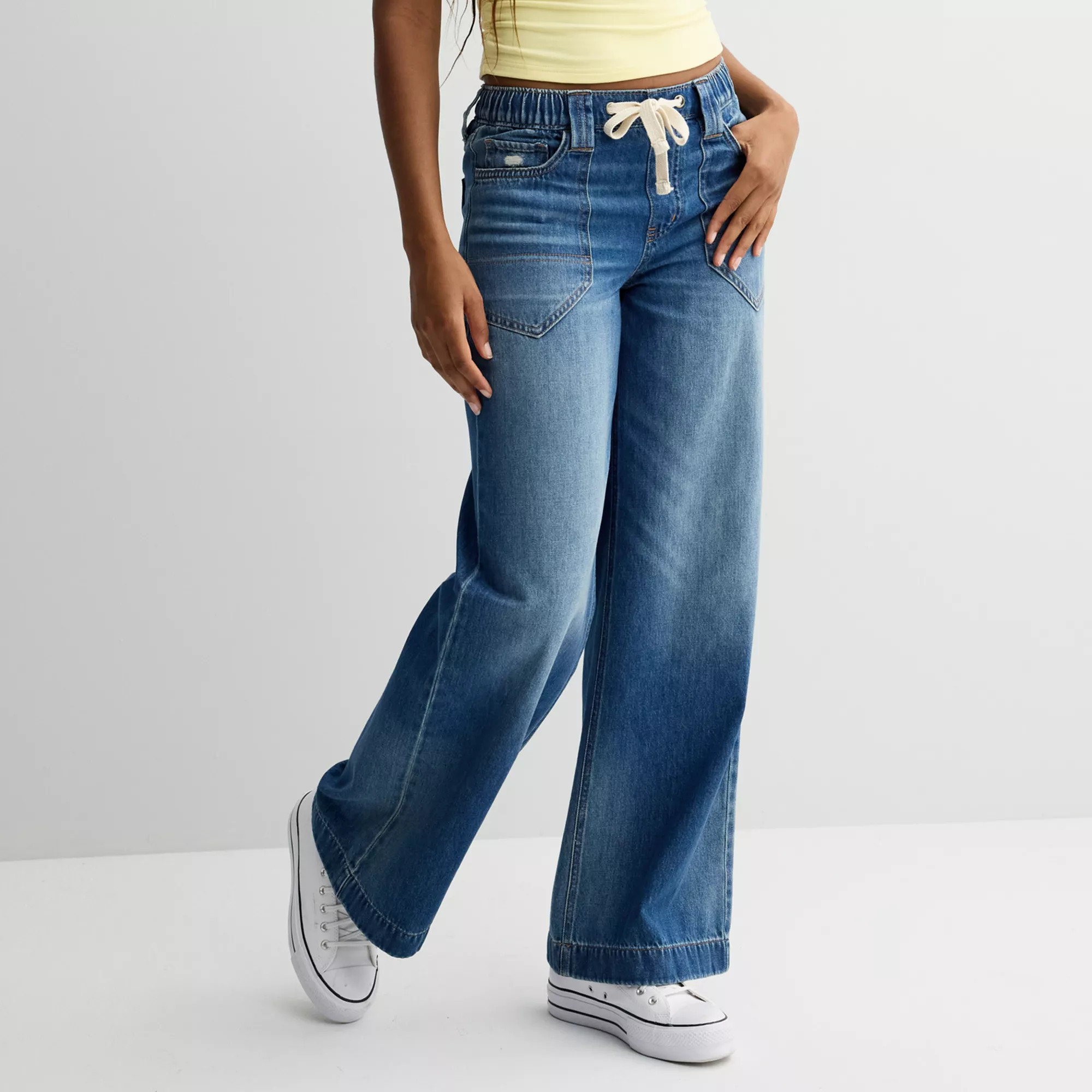 Juniors' SO® Mid Rise Drawcord Waist Denim Utility Pants | Kohl's
