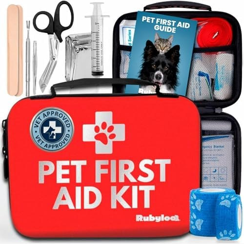 Dog First Aid Kit - Vet Approved Emergency Supplies - Pet First Aid Kit Guide, Tick Remover, Slip... | Amazon (US)