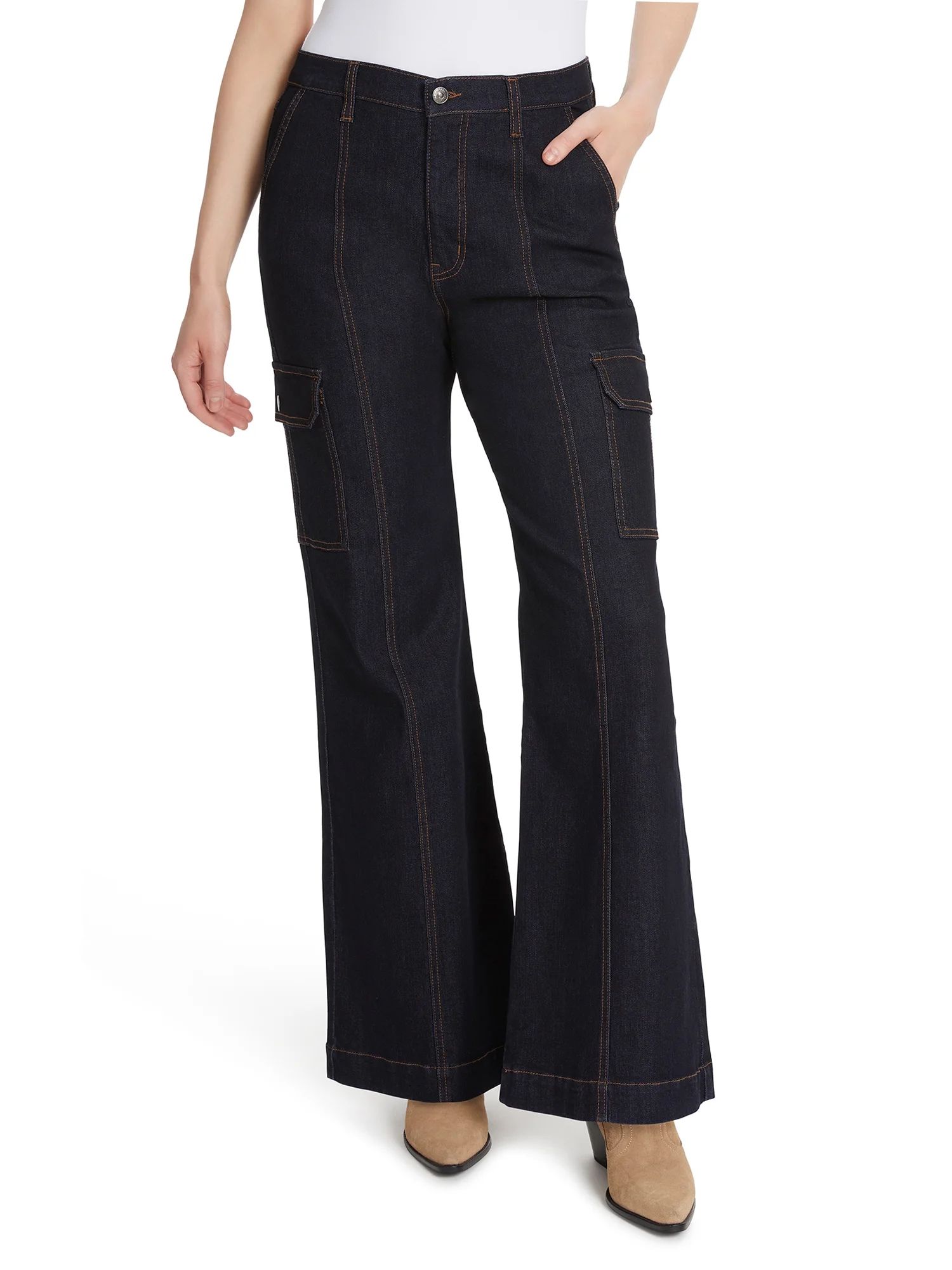 Gloria Vanderbilt Women's High Rise Wide Leg Cargo Jeans, 32" Inseam Regular, Sizes 2-18 | Walmart (US)