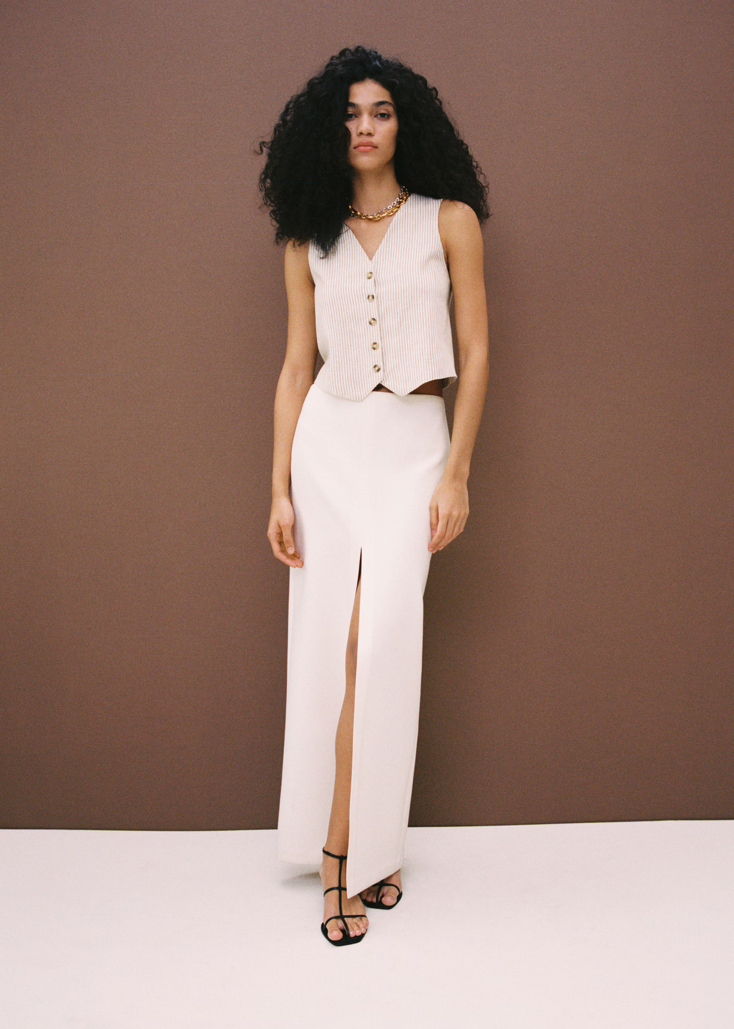 Striped linen suit vest | MANGO (US)