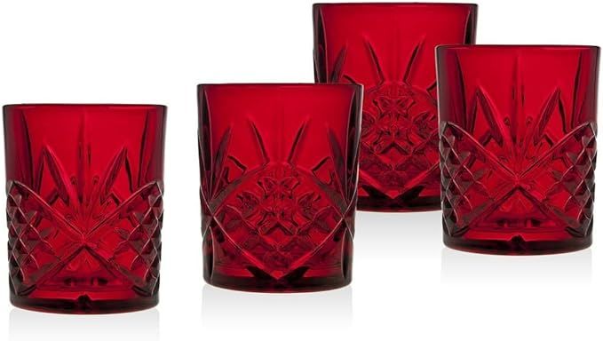 Godinger Double Old Fashioned Glasses, Beverage Glass Cups, Holiday Red - Dublin Collection, Set ... | Amazon (US)