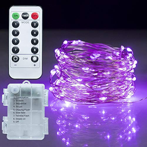 Twinkle Star 33ft 100 LED Battery Operated String Lights, Purple | Amazon (US)