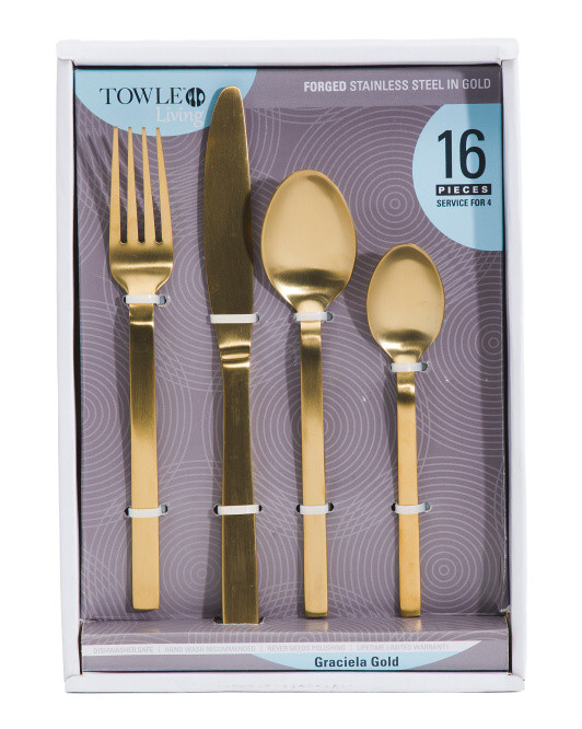 16pc Stainless Steel Graciela Flatware Set | TJ Maxx