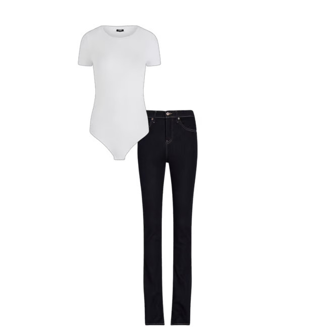 Ribbed Crew Neck Short Sleeve Bodysuit | Express