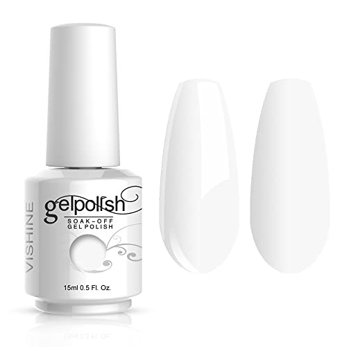 Vishine Gelpolish Professional UV LED Soak Off Varnish Color Gel Nail Polish Manicure Salon Pure White (1433) | Amazon (US)