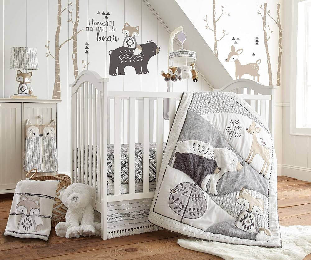 Levtex Baby - Bailey Crib Bed Set - Baby Nursery Set - Charcoal, Taupe, White - Neutral Forest Th... | Amazon (US)