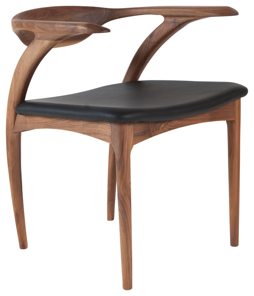 Hopper Walnut Chair, Black Leather | Houzz (App)