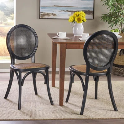 Palmer Rattan King Louis Back Side Chair Bay Isle Home Color: Black | Wayfair North America