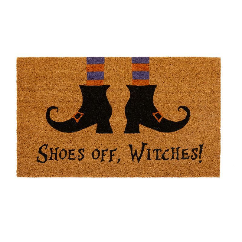 Shoes Off Witches Novelty Halloween Coir Doormat - 18" x 30" - Natural - Elrene Home Fashions | Target