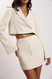 Josie Crepe Mini Skirt - Cream | MESHKI US