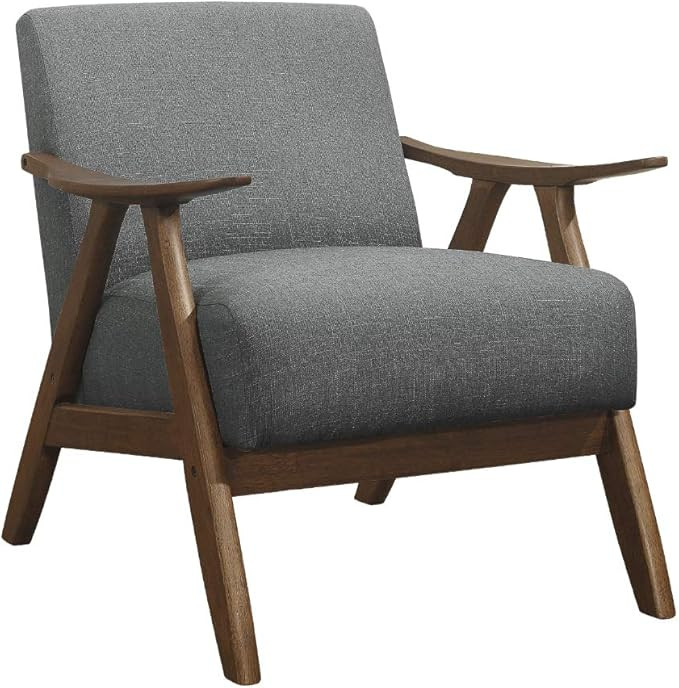 Lexicon Mid Century Modern Accent Chair with Solid Wood Frame in Walnut Finish, Upholstered Livin... | Amazon (US)