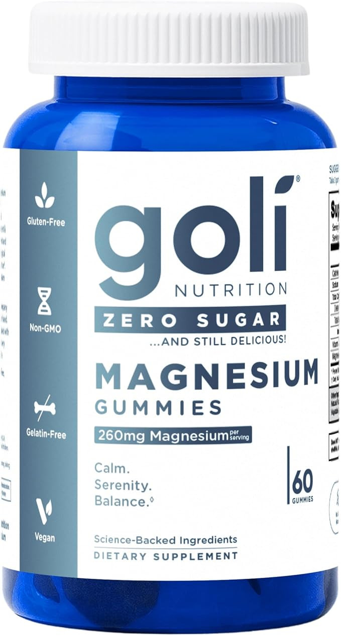 Zero Sugar Goli Magnesium Gummies - 260mg Magnesium, Vitamin D, No Artificial Sweeteners, No Suga... | Amazon (US)