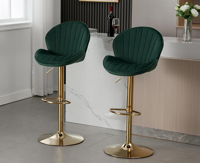 EALSON Velvet Swivel Bar Stools Set of 4 Modern Counter Height Barstools with Back and Gold Base ... | Amazon (US)
