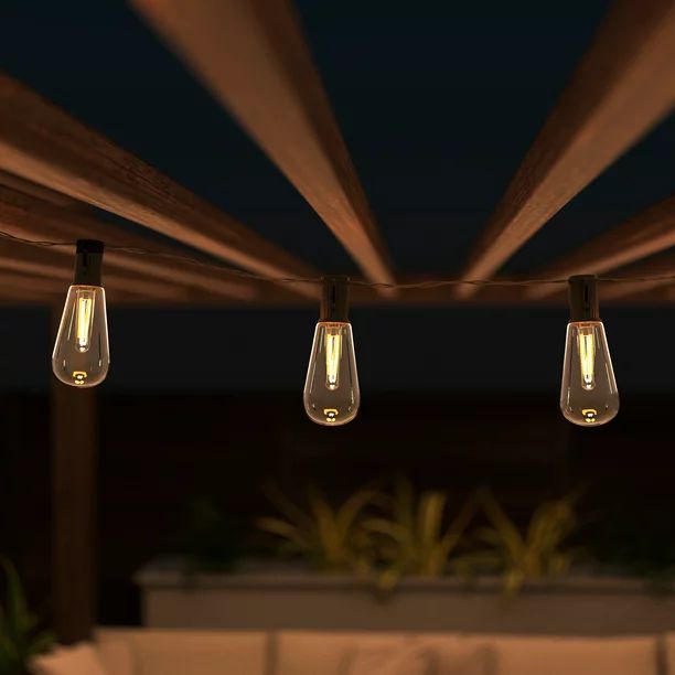 Outdoor Solar String Lights- Solar Powered Traditional Hanging Lighting with Vintage-Style Bulbs ... | Walmart (US)