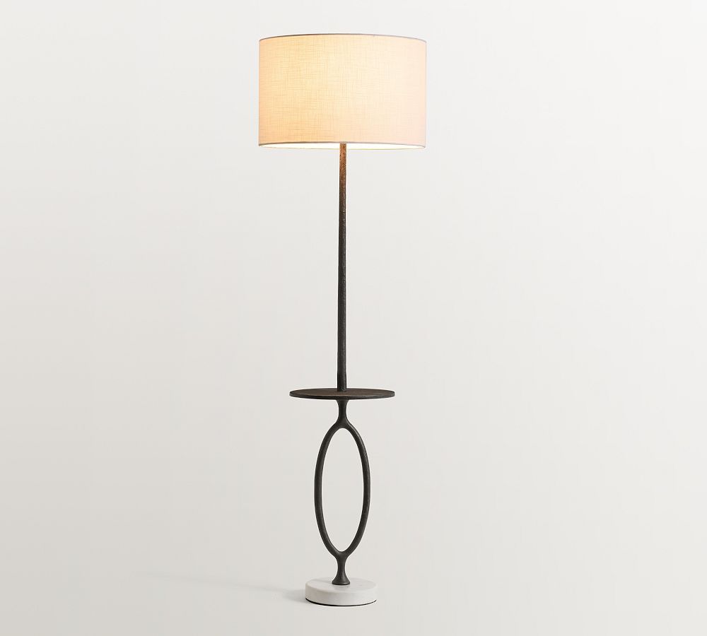 Easton Forged-Iron Floor Lamp with Tray | Pottery Barn (US)