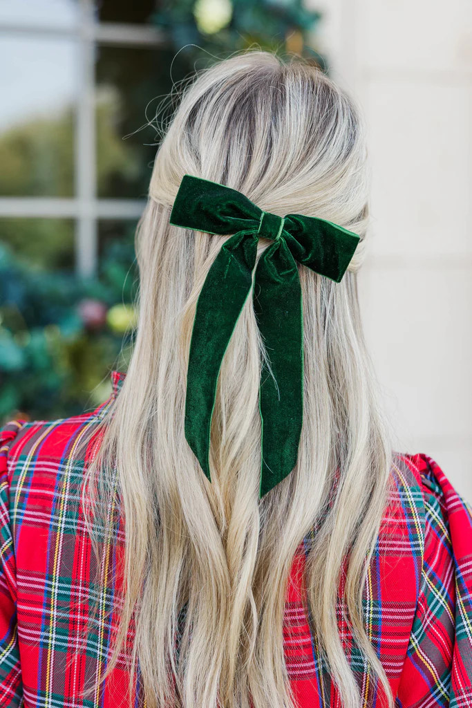 All Spruced Up Emerald Velvet Bow | The Mint Julep Boutique