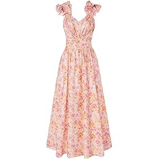 GRACE KARIN 2025 Women's Summer Floral Print Dress Sleeveless Casual Flowy Sundress A Line Ruffle... | Amazon (US)