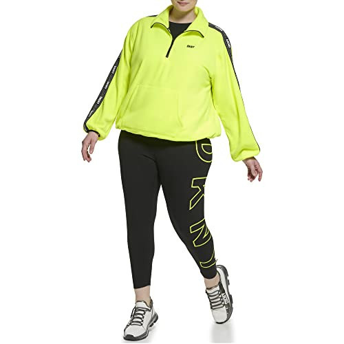 DKNY Women's Quarter Zip Fleece Pullover, Zest, 2X | Amazon (US)