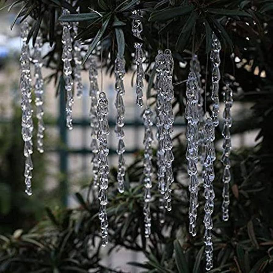 25 pcs icicles Ornament Set - ToBeIT Christmas Decoration Acrylic Clear icicles Set (25pcs icicle... | Amazon (US)