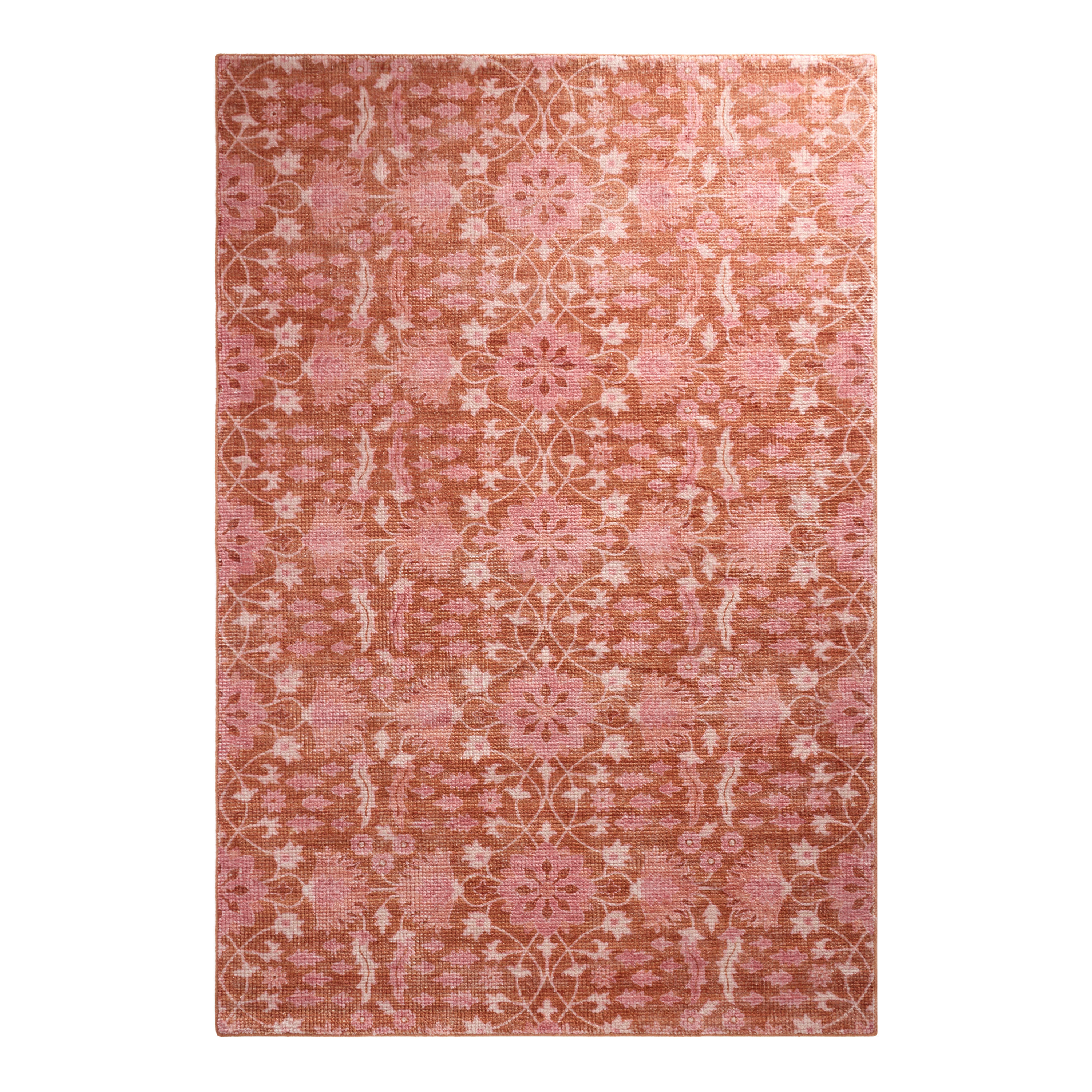 Olivia Coral and Fuchsia Floral Recycled Area Rug | World Market