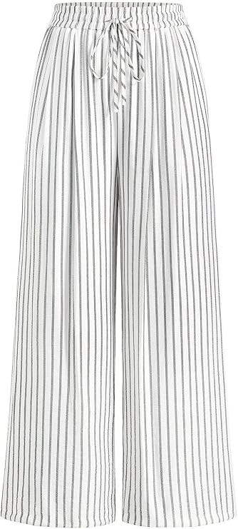 PRETTYGARDEN Womens Pants Elastic Waist Floral Lightweight Palazzo Pants for Women Casual Lounge ... | Amazon (US)
