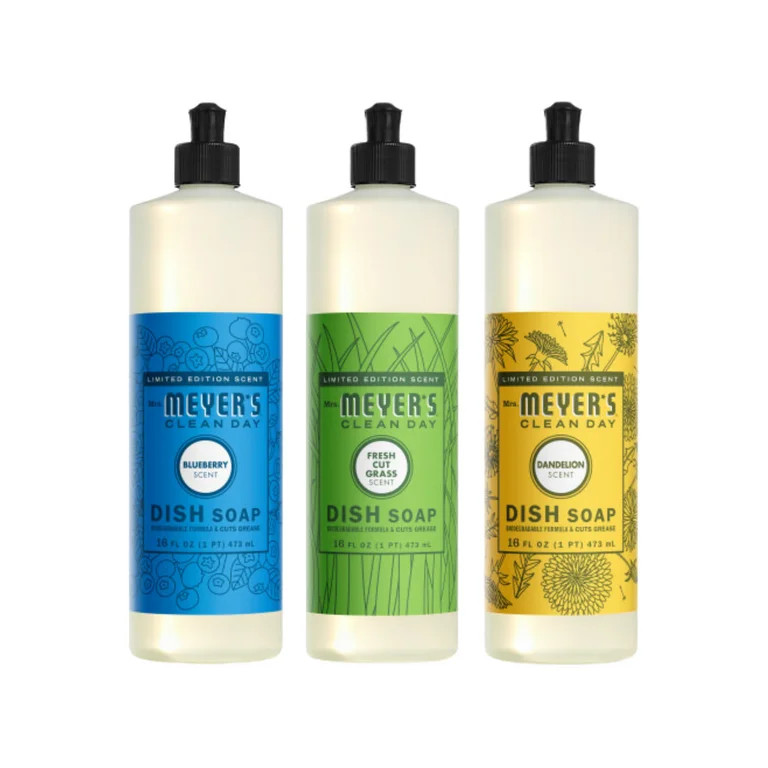Mrs. Meyer\u2019s Clean Day Dish Soap 16 fl oz Each, Fresh Cut Grass, Blueberry, Dandelion, 1 ct ... | Walmart (US)