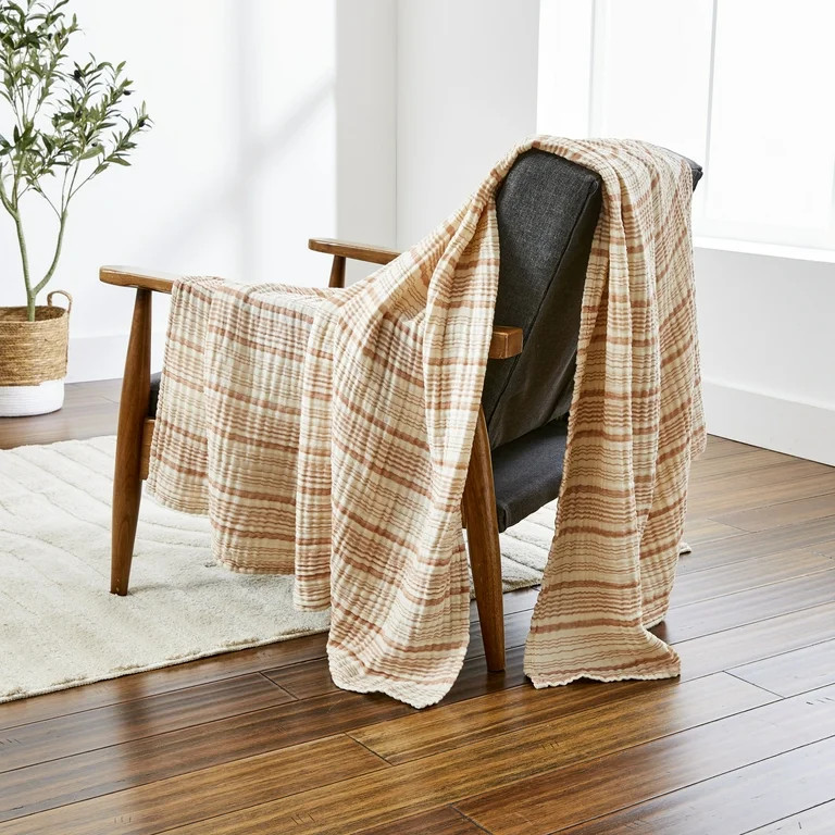 Better Homes & Gardens Striped Gauze Throw, Copper Stripe, 50" x 72" - Walmart.com | Walmart (US)