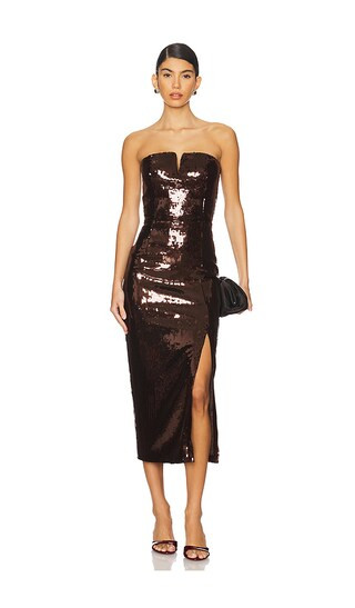 Blaine Sequin Dress in Brown | Revolve Clothing (Global)