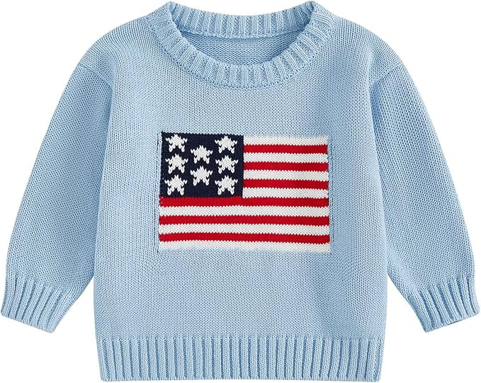 Toddler Baby Boy Girl 4th of July Outfit Long Sleeve American Flag Sweater Memorial Day Patriotic... | Amazon (US)