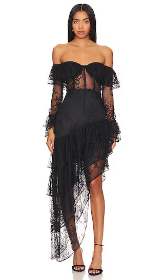 Maddalena Gown | Black Lace Dress Black Lace Gown Black Corset Dress Black Bustier Dress | Revolve Clothing (Global)