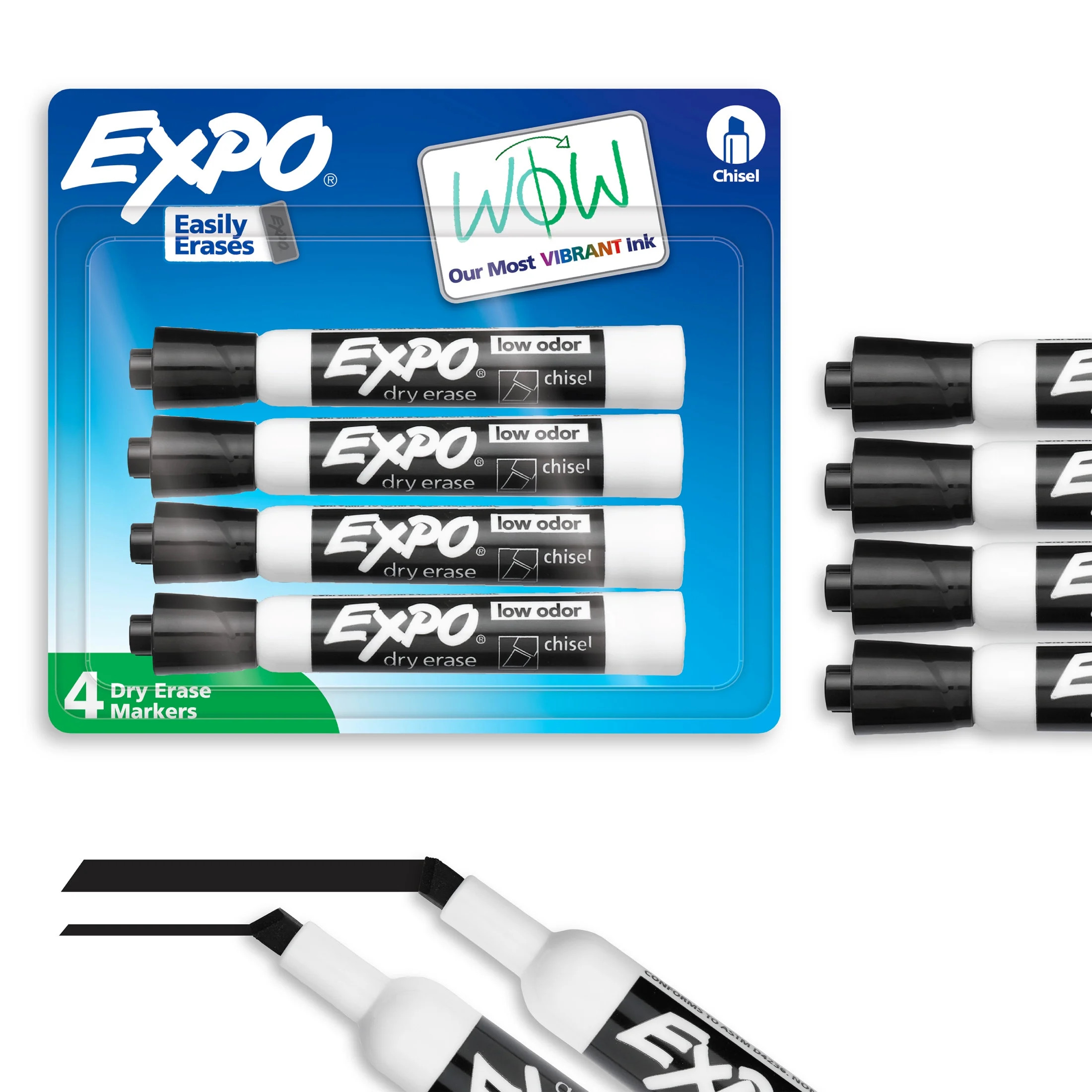 EXPO Dry Erase Markers, Chisel Tip, Black, 4 Count | Walmart (US)