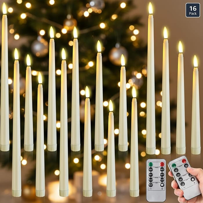 16 Pcs Battery Operated Taper Candles with Remote Timer Christmas Candles Bulk Decor 8.5" 9.6" 10... | Amazon (US)