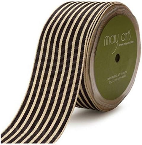 May Arts 1-1/2-Inch Wide Ribbon, Black Grosgrain Stripe | Amazon (US)