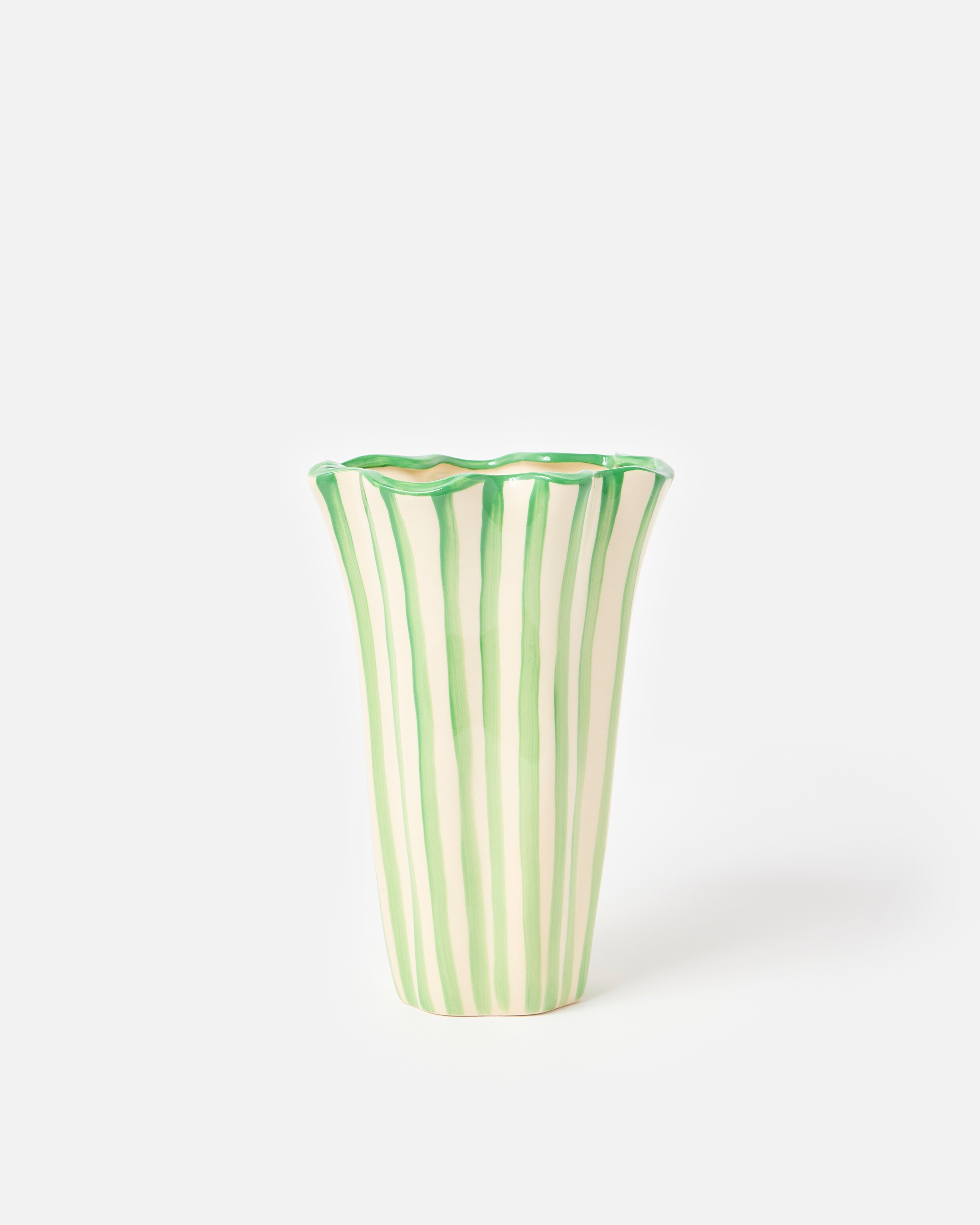 Green & White Striped Ceramic Vase | Oliver Bonas | Oliver Bonas (Global)