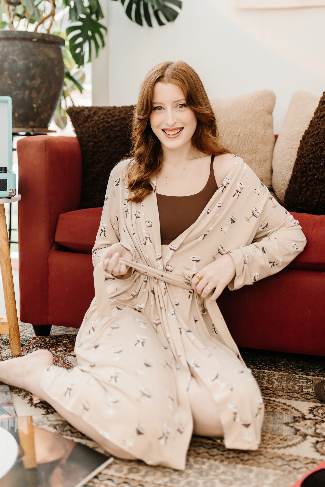 Bamboo Women's Lounge Robe in Espresso Martini | Kyte Living